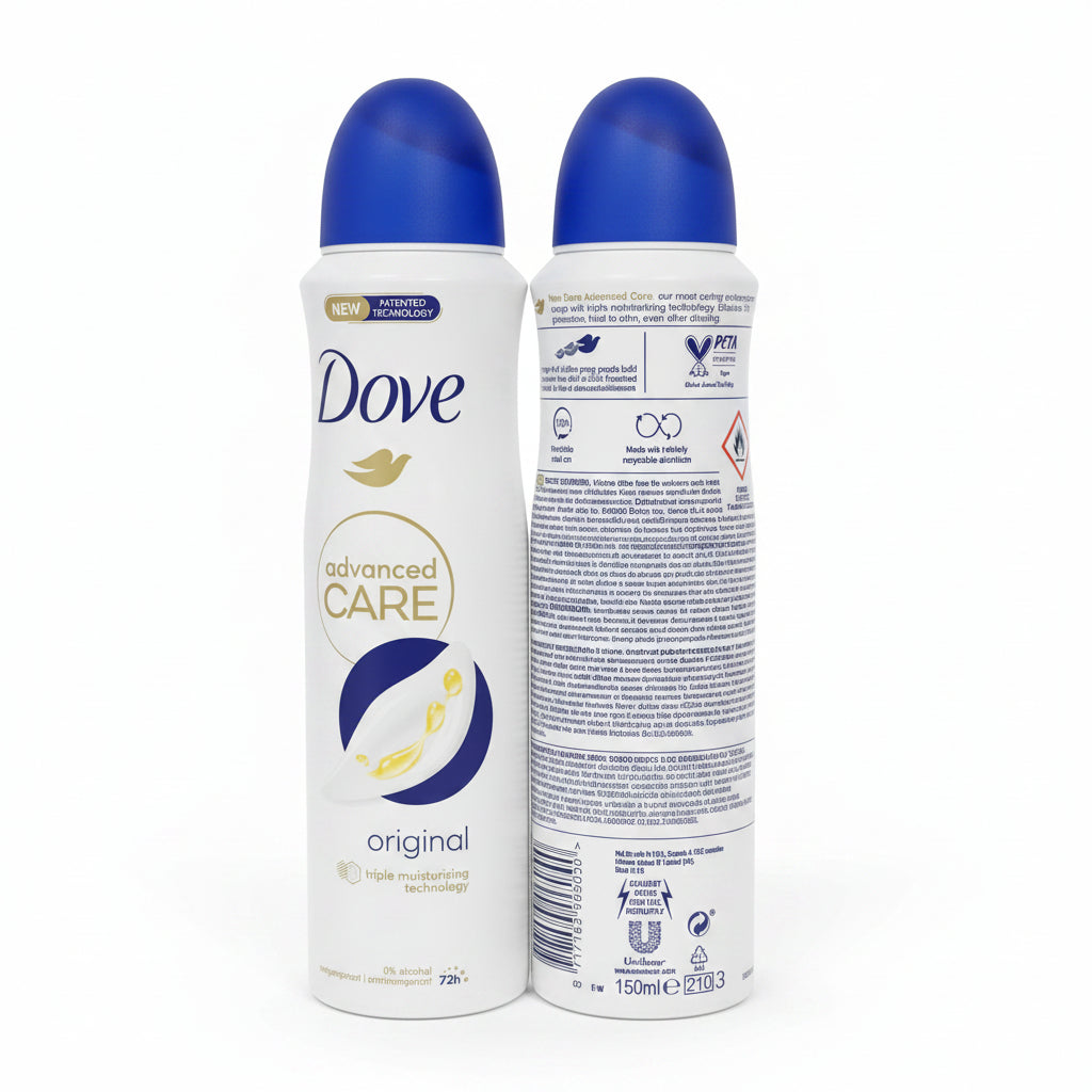 Dove Advanced Care Original Antiperspirant Spray 150 mL – 0% Alcohol (6 Pack)