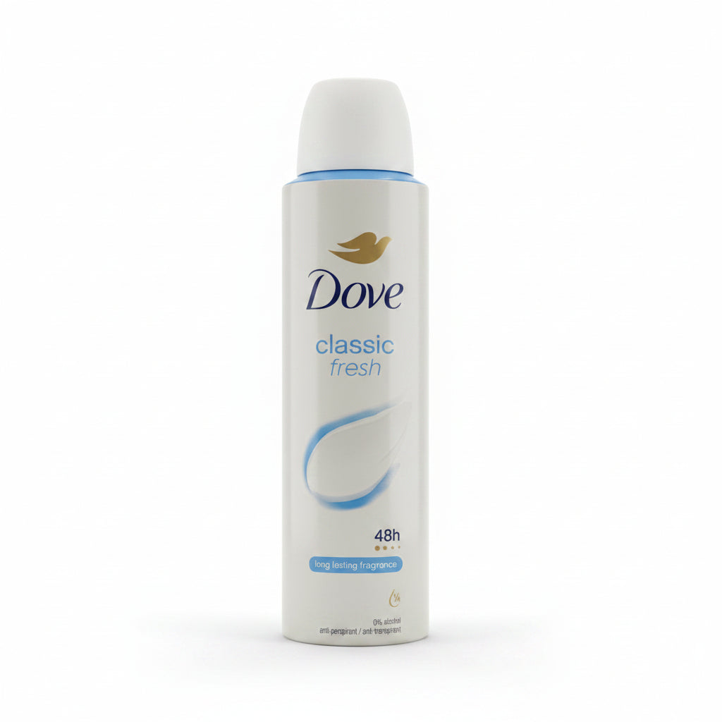 Dove Classic Fresh Antiperspirant Deodorant Aerosol Spray 48H Protection Long Lasting Fragrance 1/4 Moisturizing Cream 0% Alcohol 6-Pack