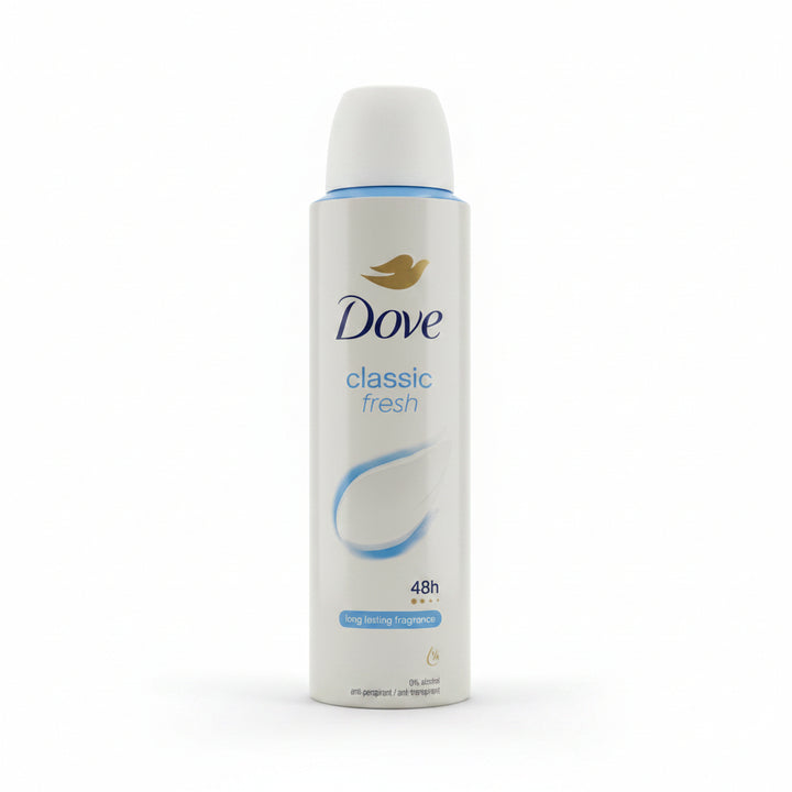 Dove Classic Fresh Antiperspirant Deodorant Aerosol Spray 48H Protection Long Lasting Fragrance 1/4 Moisturizing Cream 0% Alcohol 6-Pack