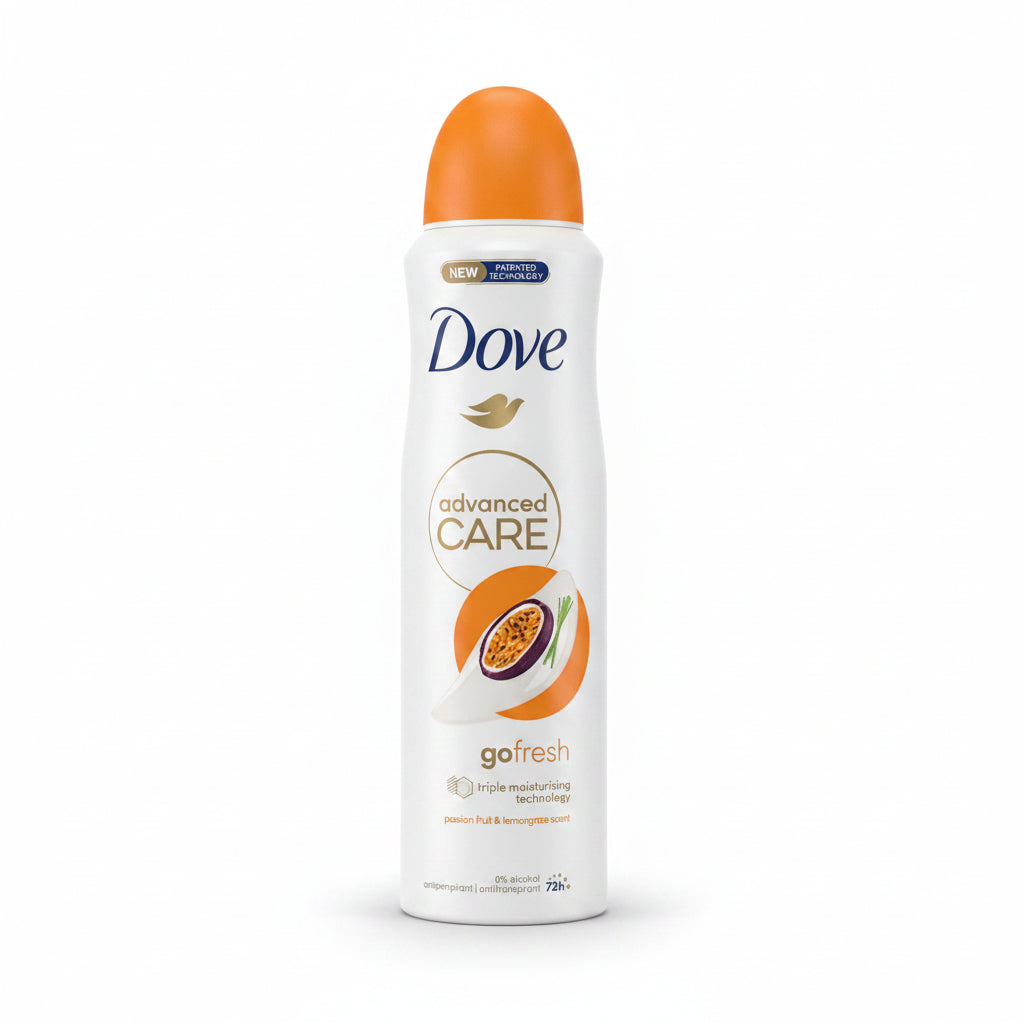 Dove Advanced Care Go Fresh Antiperspirant Deodorant Aerosol Spray Passion Fruit & Lemongrass 72H Protection 0% Alcohol Triple Moisturizing Technology 6-Pack