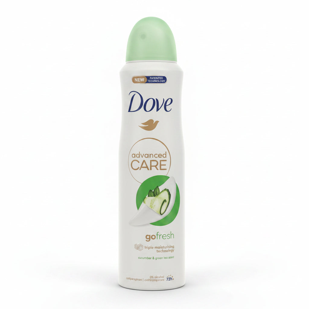 Dove Advanced Care Go Fresh Antiperspirant Deodorant Aerosol Spray Cucumber & Green Tea 72H Protection 0% Alcohol Triple Moisturizing Technology 6-Pack