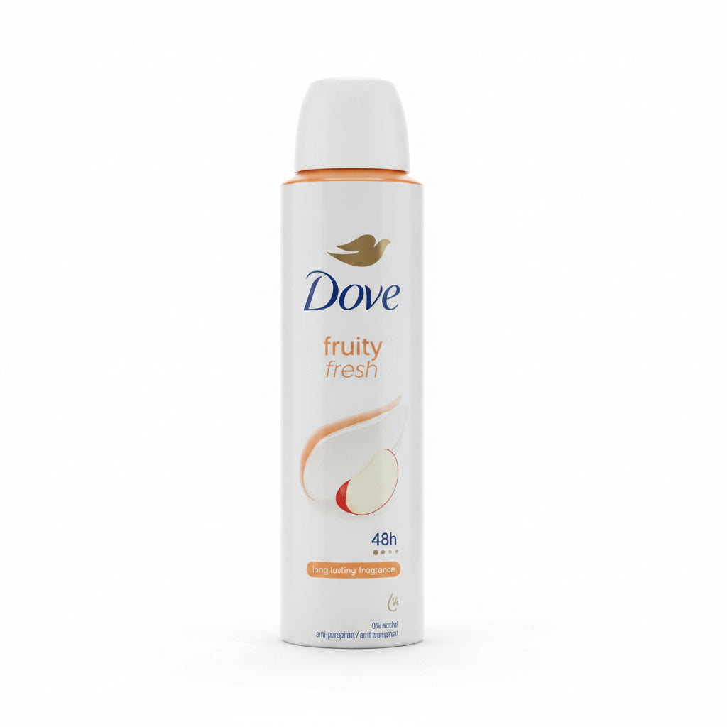Dove Fruity Fresh Antiperspirant Deodorant Aerosol Spray 150ml 48H Protection Long Lasting Fragrance 1/4 Moisturizing Cream 0% Alcohol 6-Pack