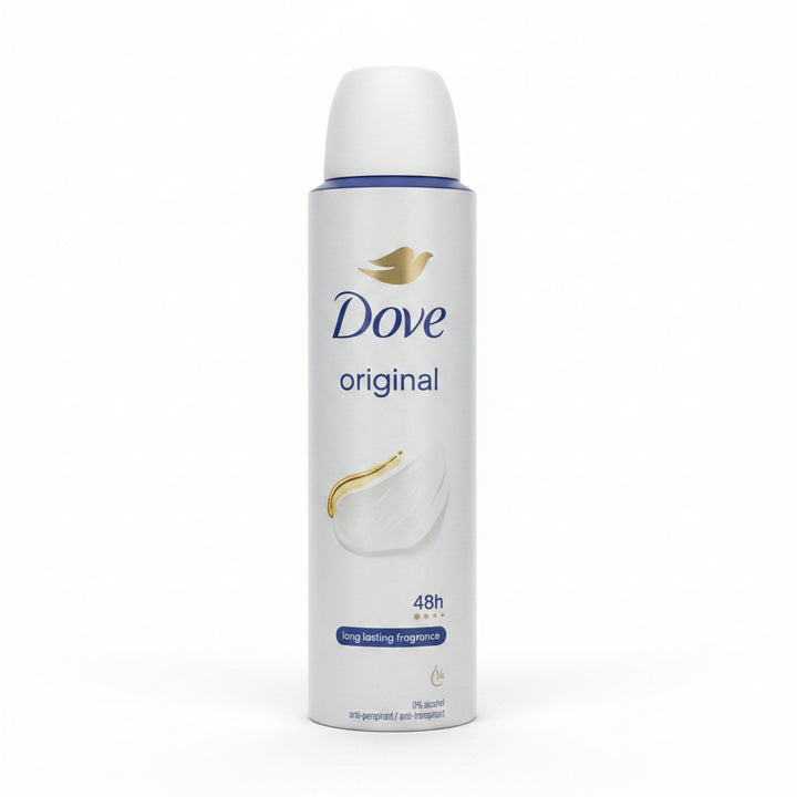 Dove Original Antiperspirant Deodorant Aerosol Spray 48H Protection Long Lasting Fragrance 1/4 Moisturizing Cream 0% Alcohol 6-Pack