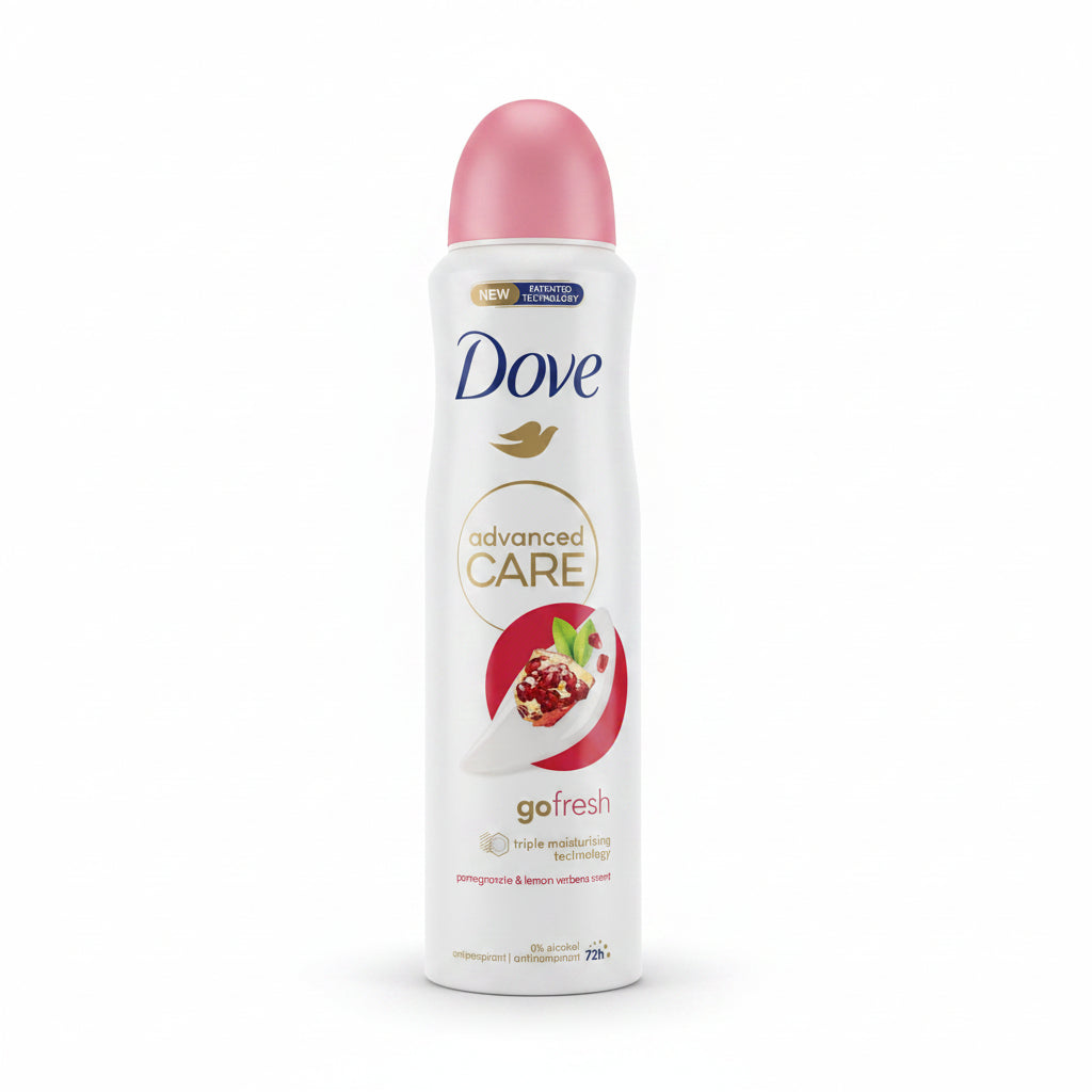 Dove Advanced Care Go Fresh Antiperspirant Deodorant Aerosol Spray Pomegranate & Lemon Verbena 150ml 72H Protection 0% Alcohol Triple Moisturizing Technology 6-Pack