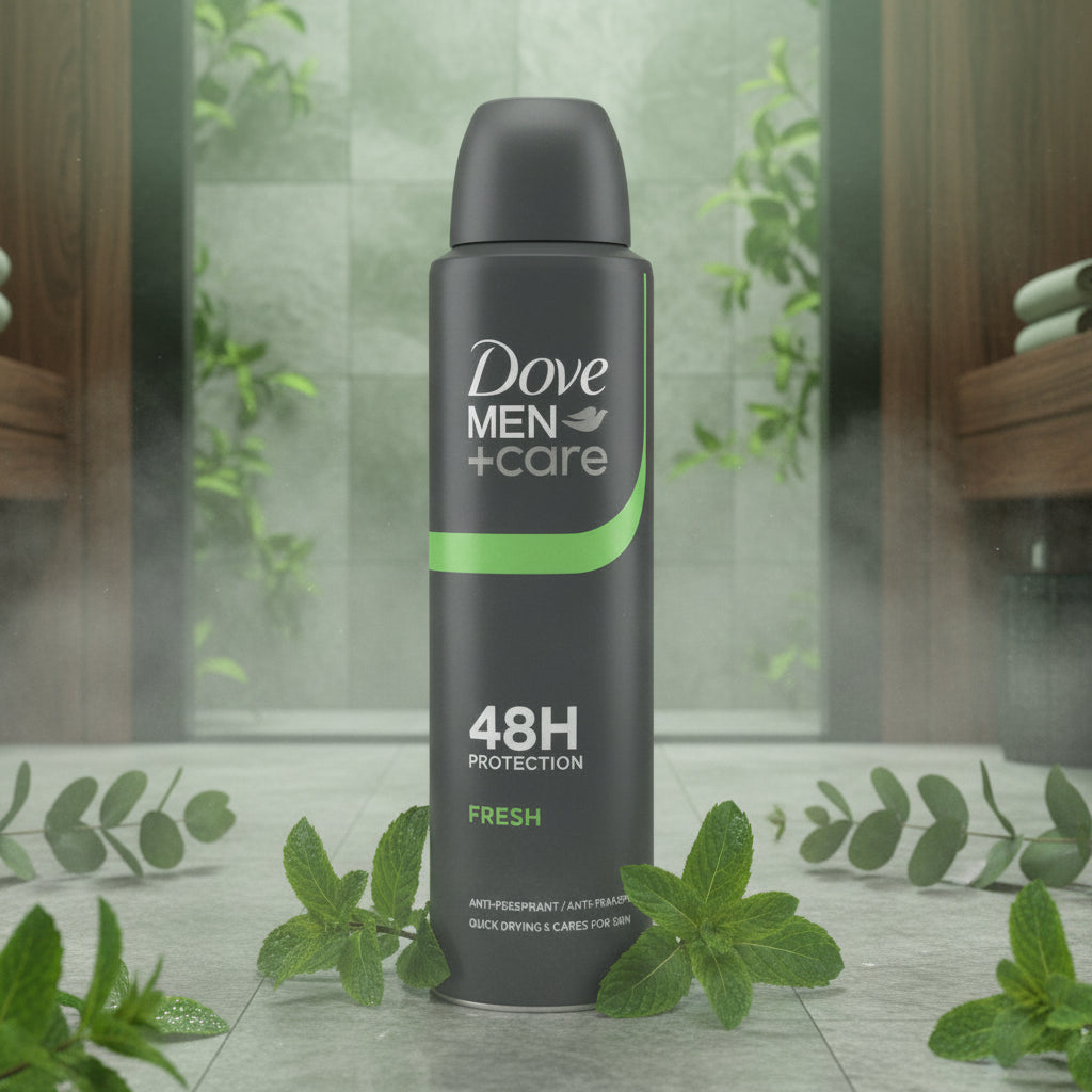 Dove Men+Care Fresh Antiperspirant Deodorant Aerosol Spray 150ml 48H Protection Quick Drying Skin Care Formula 6-Pack