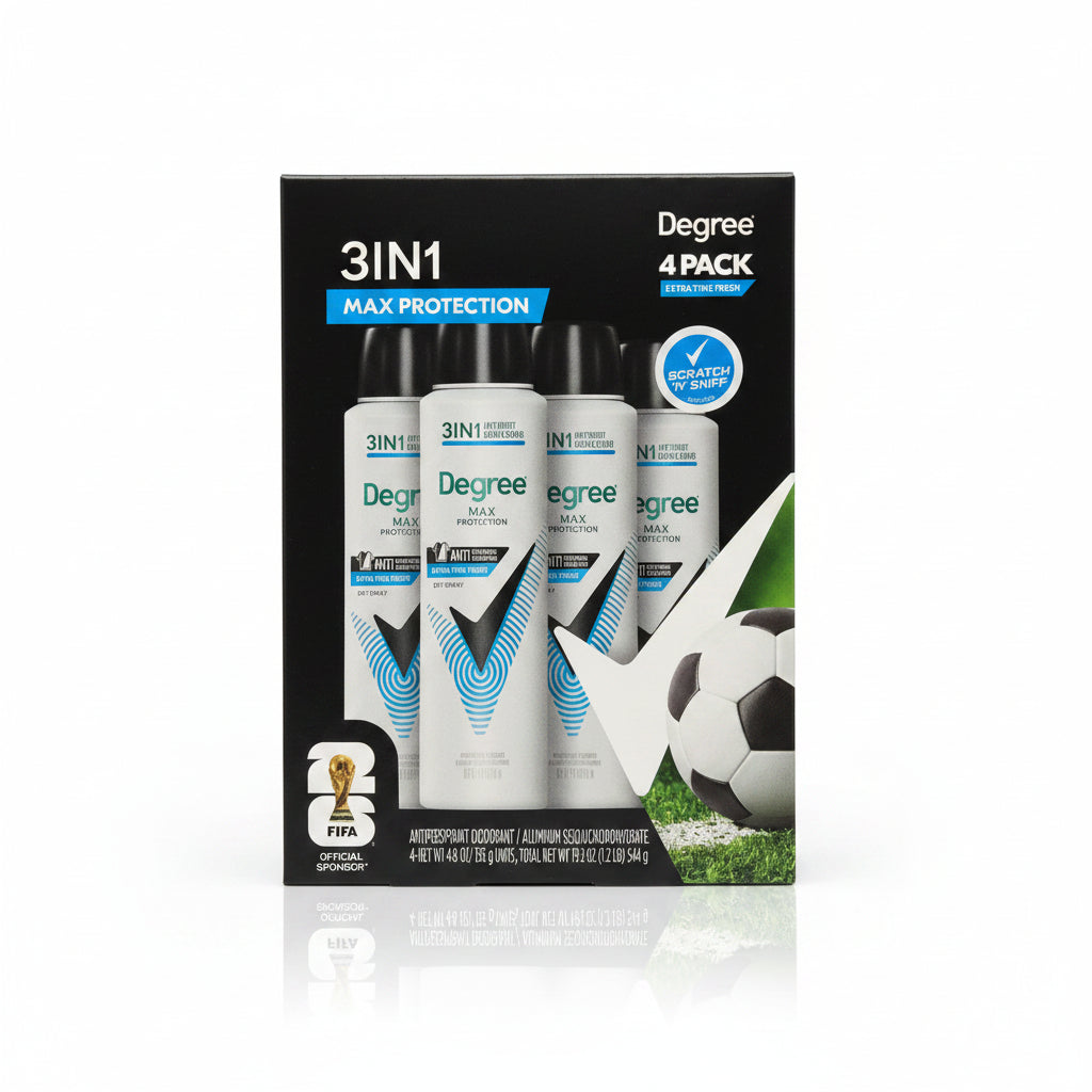 Degree Men MAX Protection 3-in-1 Antiperspirant Deodorant Dry Spray 4.8oz/175ml Anti Sweat Odor & Stains Anti White Marks Yellow Stain Control 4-Pack