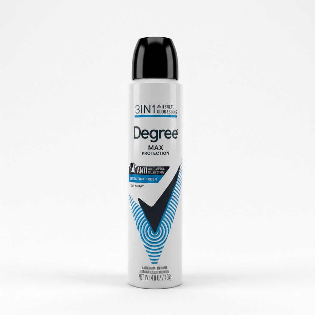 Degree Men MAX Protection 3-in-1 Antiperspirant Deodorant Dry Spray 4.8oz/175ml Anti Sweat Odor & Stains Anti White Marks Yellow Stain Control 4-Pack