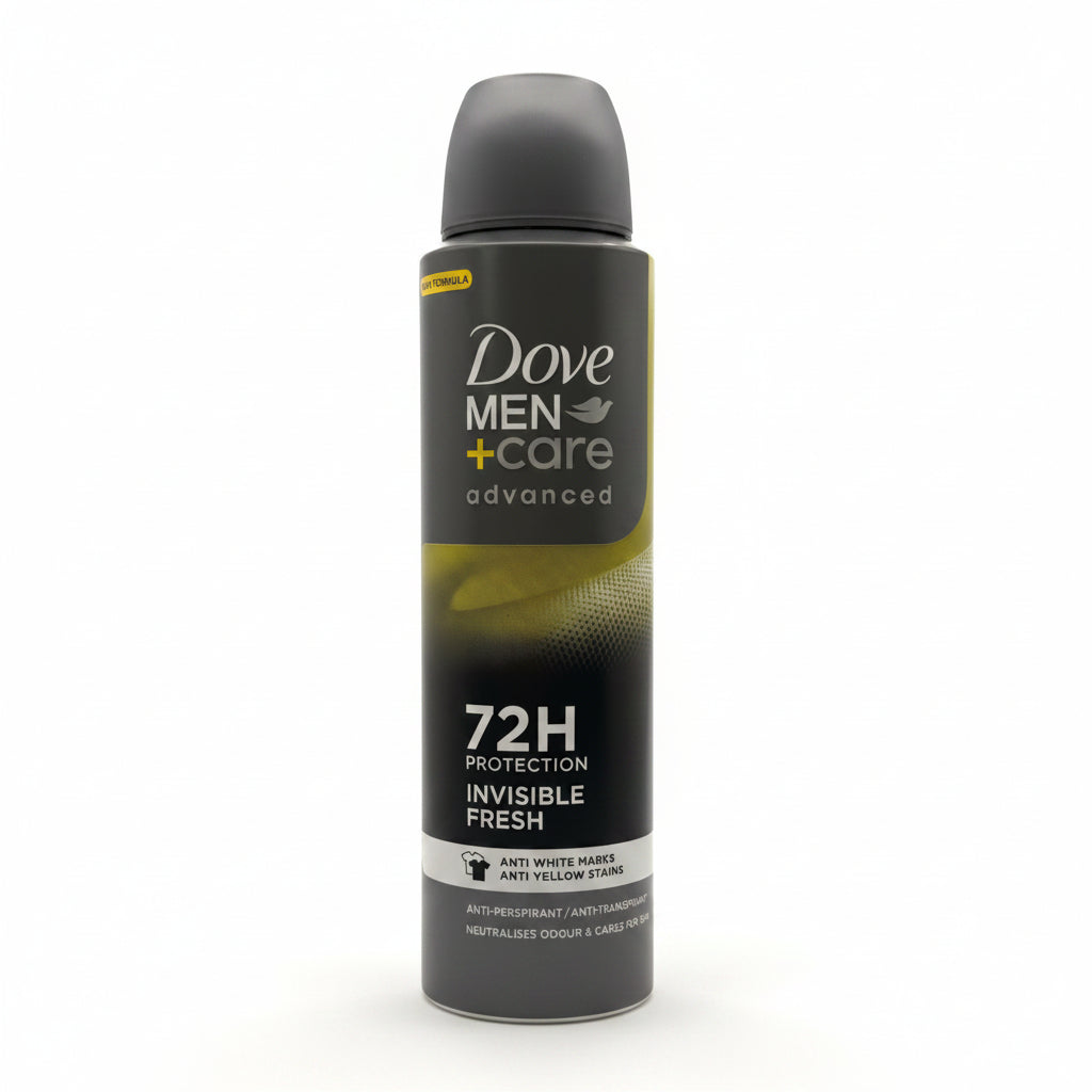 Dove Men+Care Advanced Invisible Fresh Antiperspirant Spray, 72H Odor & Sweat Protection, Anti-White Marks & Anti-Yellow Stains, 150ml (Pack of 6)