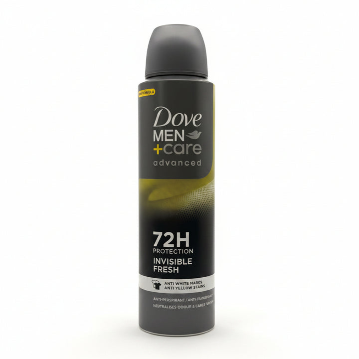 Dove Men+Care Advanced Invisible Fresh Antiperspirant Spray, 72H Odor & Sweat Protection, Anti-White Marks & Anti-Yellow Stains, 150ml (Pack of 6)