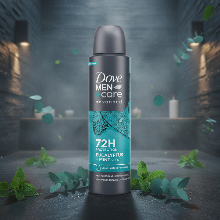 Dove Men+Care Advanced Eucalyptus + Mint Antiperspirant Spray, 72H Protection, Long-Lasting Fragrance, Odor Defense & Skin Care, 150ml (Pack of 6)