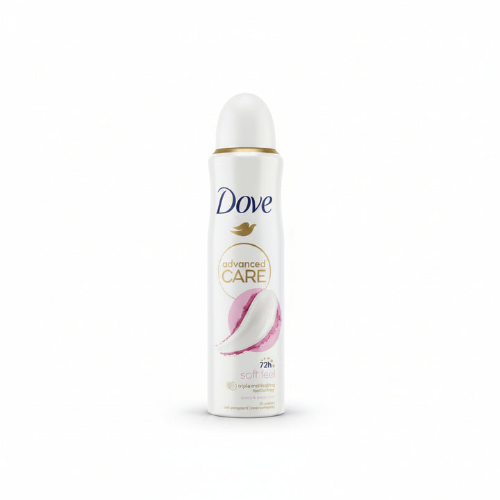 Dove Advanced Care Soft Feel Antiperspirant Spray, 72H Protection, Triple Moisturizing Technology, Peony & Amber Scent, 0% Alcohol, 150ml (Pack of 6)