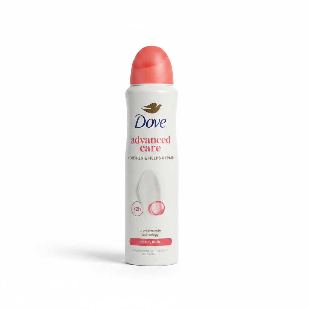 Dove Advanced Care Beauty Finish Antiperspirant Spray, 72H Protection, Pro-Ceramide Technology, Soothes & Helps Repair Skin, 0% Alcohol, 150ml (Pack of 6)