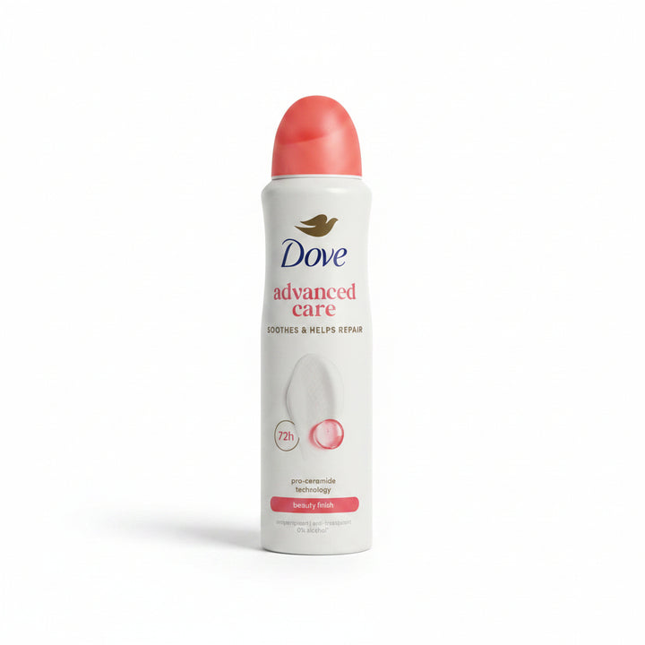 Dove Advanced Care Beauty Finish Antiperspirant Spray, 72H Protection, Pro-Ceramide Technology, Soothes & Helps Repair Skin, 0% Alcohol, 150ml (Pack of 6)