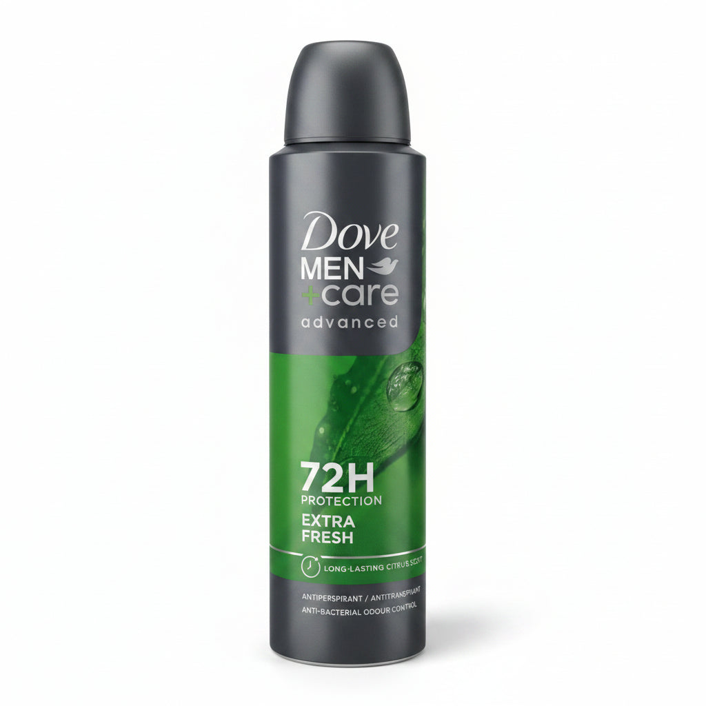 Dove Men+Care Advanced Extra Fresh Antiperspirant Spray, 72H Protection, Long-Lasting Citrus Scent, Antibacterial Odor Control, 150ml (Pack of 6)