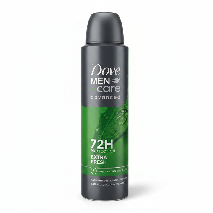 Dove Men+Care Advanced Extra Fresh Antiperspirant Spray, 72H Protection, Long-Lasting Citrus Scent, Antibacterial Odor Control, 150ml (Pack of 6)