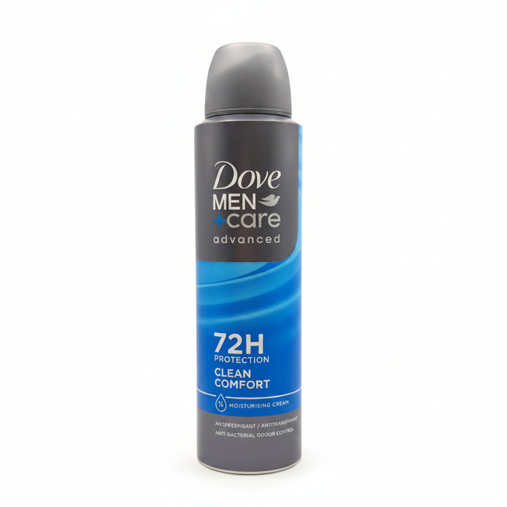 Dove Men+Care Clean Comfort Antiperspirant Spray, 72H Protection, 1/4 Moisturizing Cream, Antibacterial Odor Control, 150ml (Pack of 6)