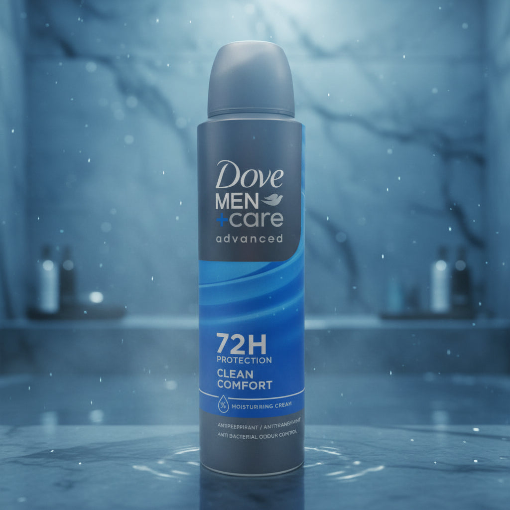 Dove Men+Care Clean Comfort Antiperspirant Spray, 72H Protection, 1/4 Moisturizing Cream, Antibacterial Odor Control, 150ml (Pack of 6)