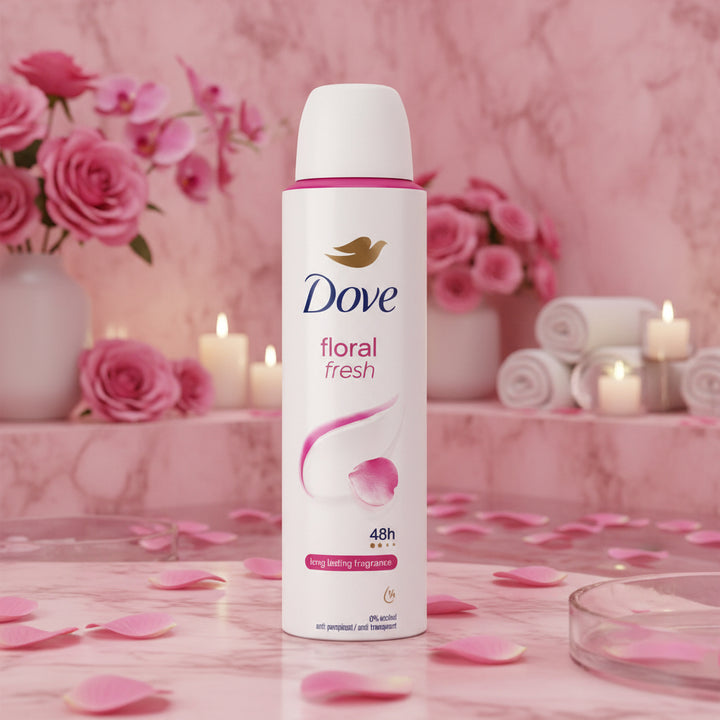 Dove Floral Fresh Antiperspirant Deodorant Spray, 48-Hour Protection, Alcohol-Free, 150ml (6-Pack)