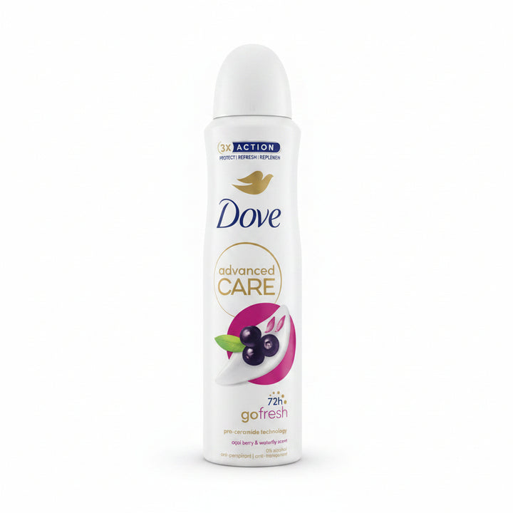 Dove Advanced Care Go Fresh Acai Berry & Waterlily Antiperspirant Spray, 72H Protection, Pro-Ceramide Technology, Alcohol-Free, 150ml (6-Pack)