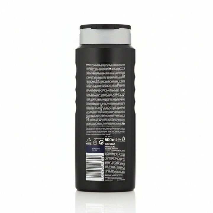 NIVEA MEN Active Clean 3-in-1 Shower Gel with Active Charcoal for Body, Face & Hair, 500ml