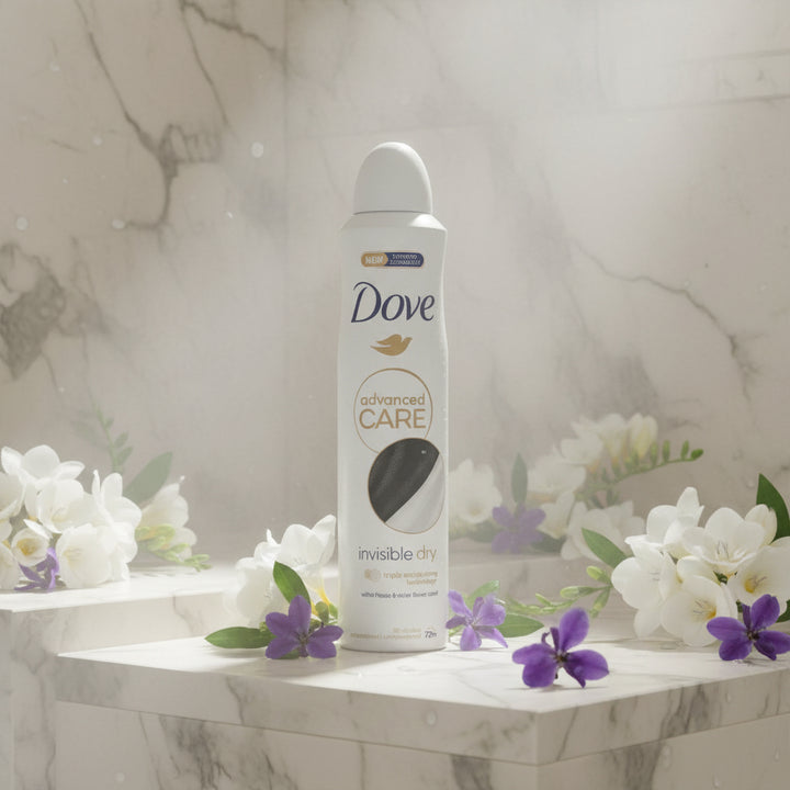 Dove Advanced Care Invisible Dry Antiperspirant Spray 250 mL White Freesia & Violet Flower 72H Protection 6-Pack