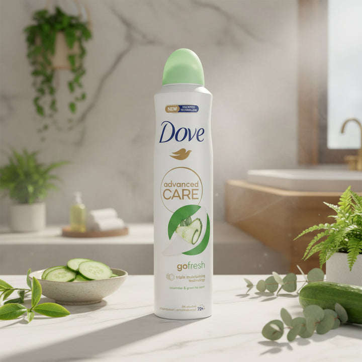 Dove Advanced Care Go Fresh Antiperspirant Spray Cucumber & Green Tea 250 mL 72H Protection 6-Pack