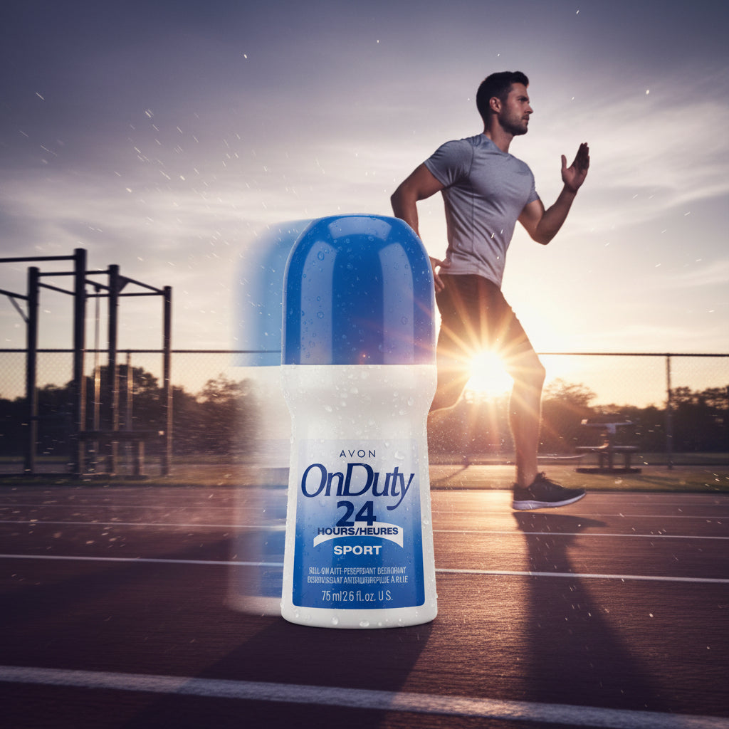AVON OnDuty Sport Roll-On Antiperspirant Deodorant 24 Hour Protection 75 mL / 2.6 fl oz - 12 Pack