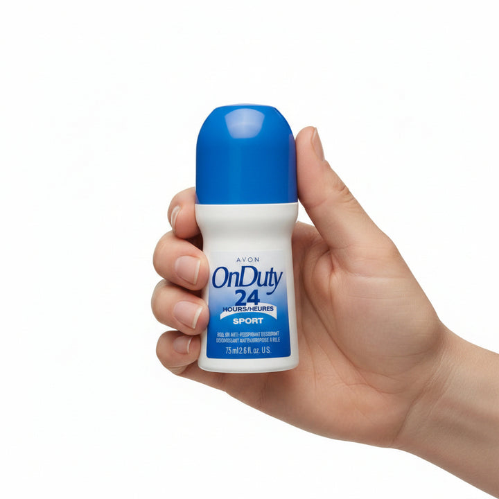 AVON OnDuty Sport Roll-On Antiperspirant Deodorant 24 Hour Protection 75 mL / 2.6 fl oz - 12 Pack