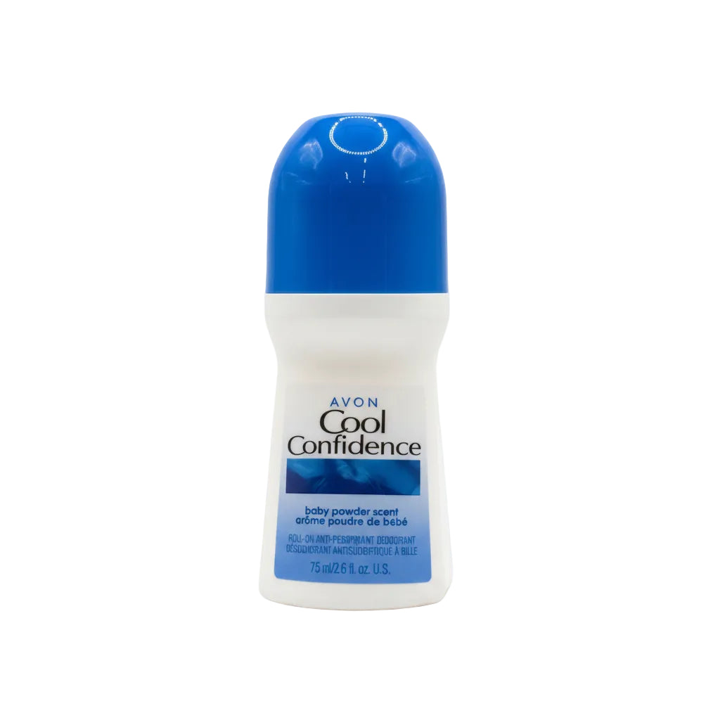 Avon Cool Confidence Baby Powder Scent Roll-On Antiperspirant Deodorant 75 mL / 2.6 fl oz, 12-Pack