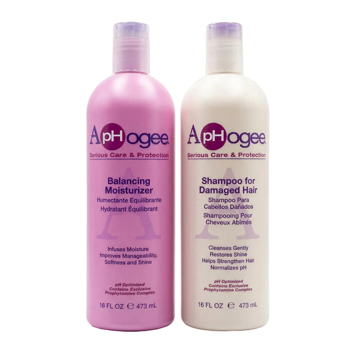 ApHogee Serious Care & Protection Hair Care Set – Shampoo for Damaged Hair & Balancing Moisturizer, 2-Pack, 16 fl oz Each