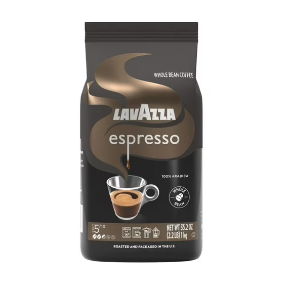 Lavazza Espresso Whole Bean Coffee, Medium Roast, 100% Arabica, 4-Pack (8.8 lb Total)