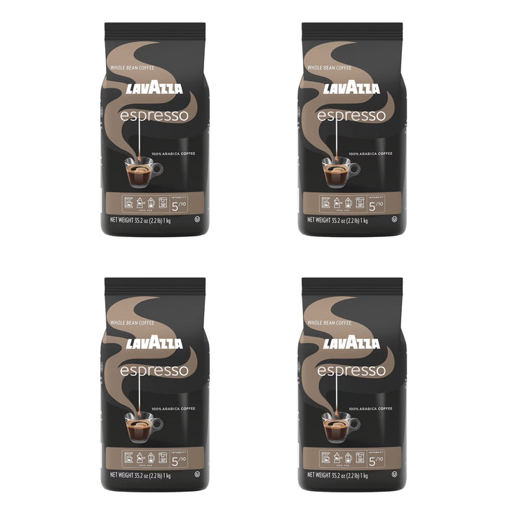 Lavazza Espresso Whole Bean Coffee, Medium Roast, 100% Arabica, 4-Pack (8.8 lb Total)