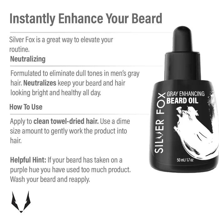 Silver Fox Gray Enhancing Beard Oil, 50 ml / 1.7 fl oz