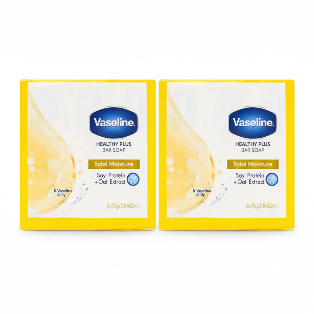 Vaseline Healthy Plus Total Moisture Bar Soap 75g (3 Bars) – 2 Pack