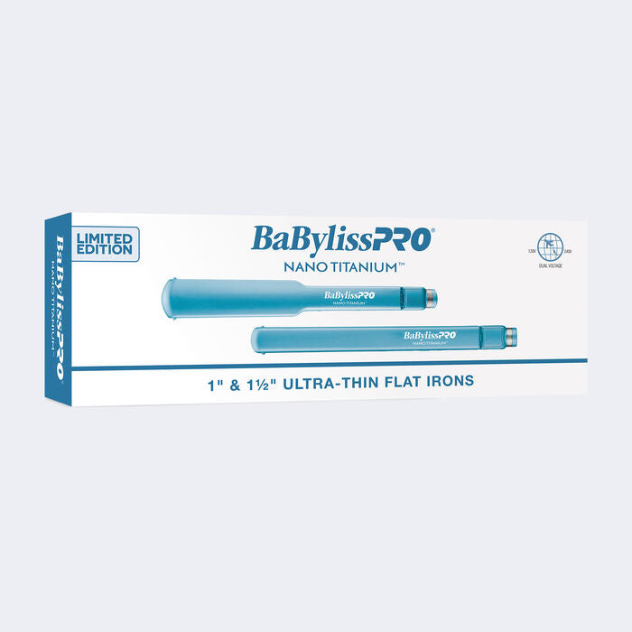 BaBylissPRO Nano Titanium Ultra-Thin Flat Iron Dynamic Duo: 1" & 1½" Plates for Sleek, Polished Hair Styling – Nano Titanium Technology, Ultra-Thin Design, Professional Quality