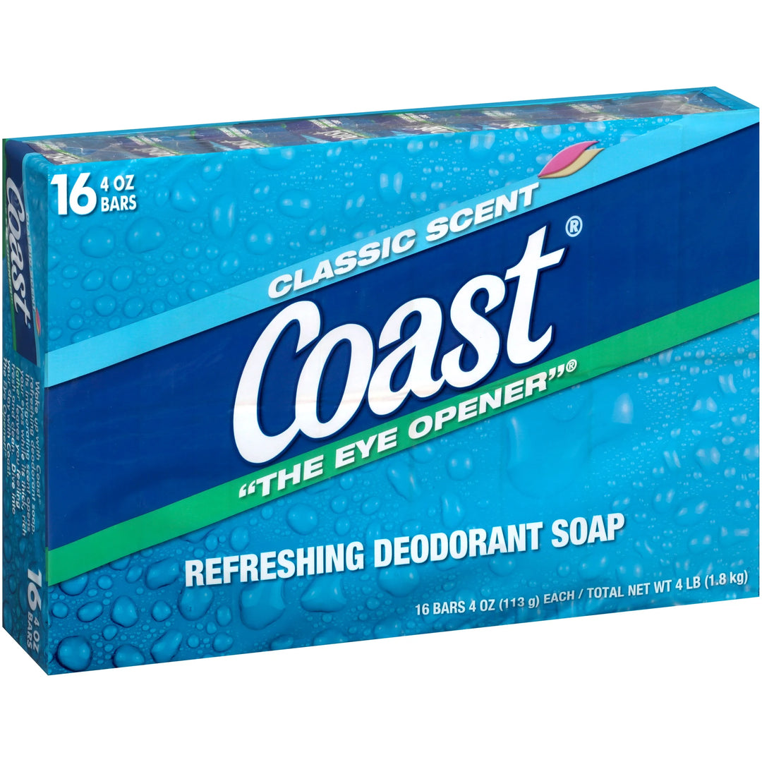 Coast Classic Scent Deodorant Soap 4 oz Bars (16 Pack) – Refreshing Clean