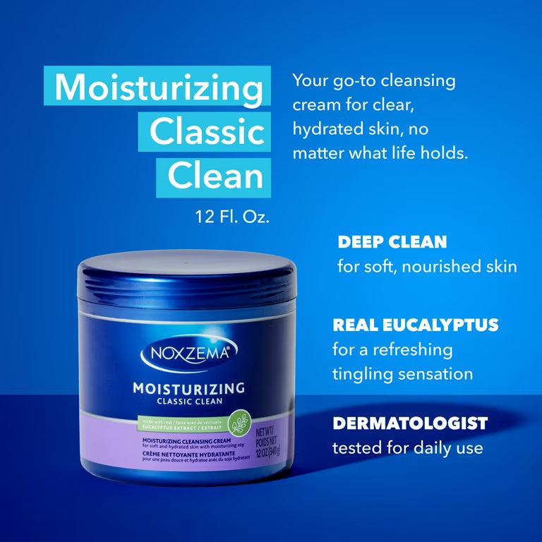 Noxzema Moisturizing Cleansing Cream Facial Cleanser 12 oz (2 Pack)