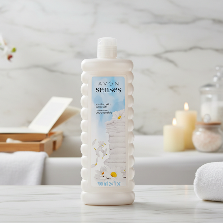 Avon Senses Bubble Bath for Sensitive Skin, 24 fl oz (700ml) | Gentle, Moisturizing Body Wash & Bubble Bath, Fragrance-Free & Hypoallergenic