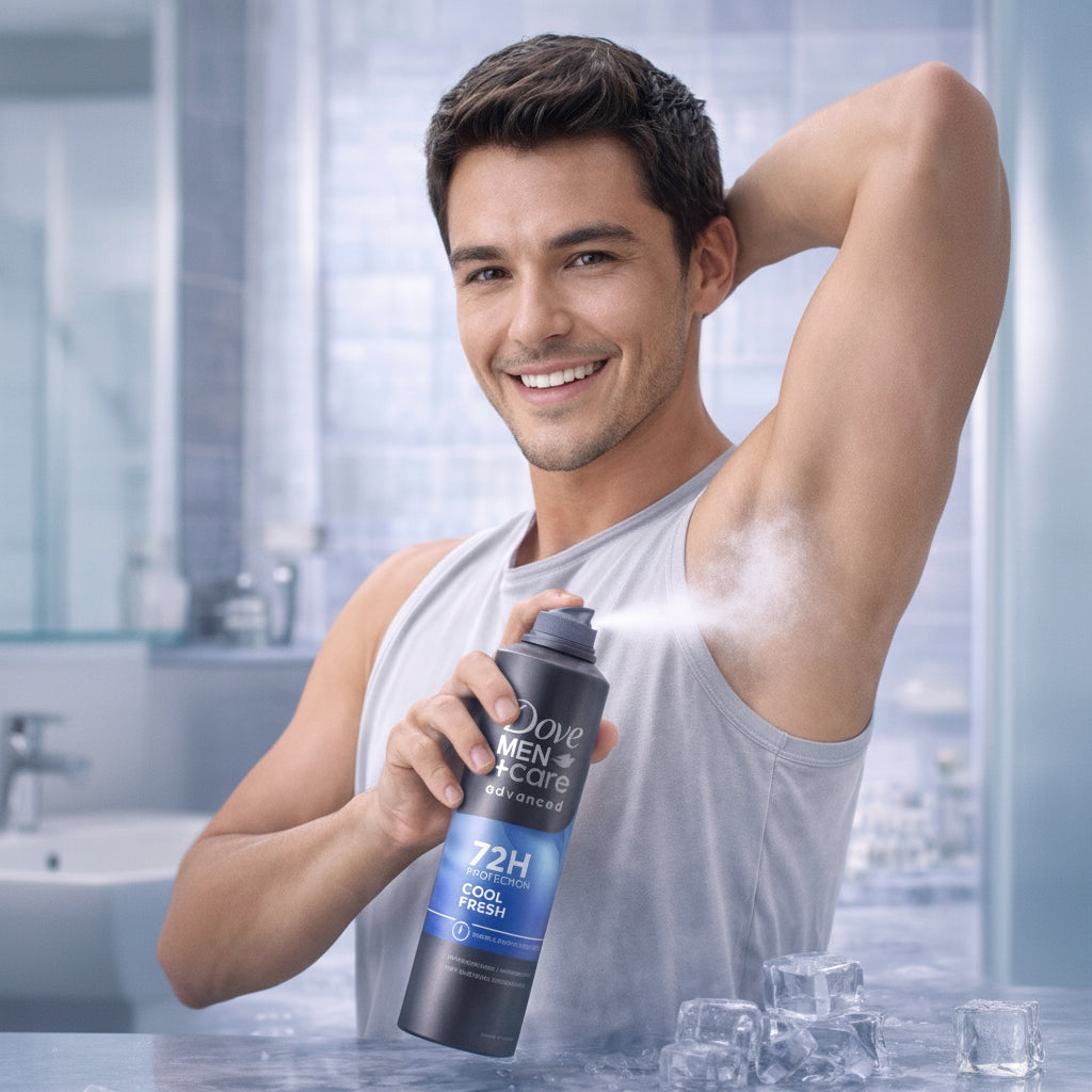 Dove Men+Care Advanced Cool Fresh Antiperspirant Spray 250 mL – Anti-Bacterial Odor Control (6 Pack)