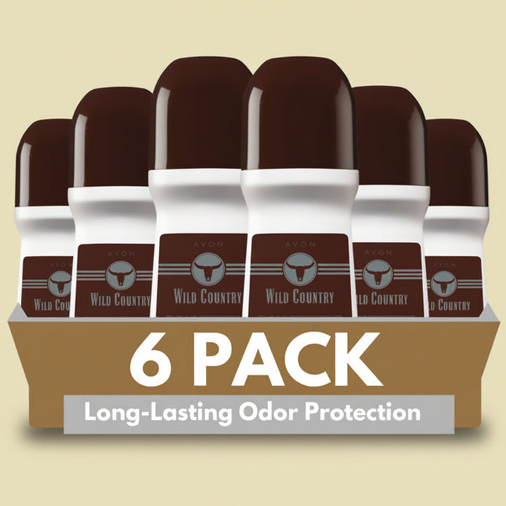 Avon Wild Country Roll-On Antiperspirant Deodorant for Men 2.6 oz (75 mL) – 6 Pack