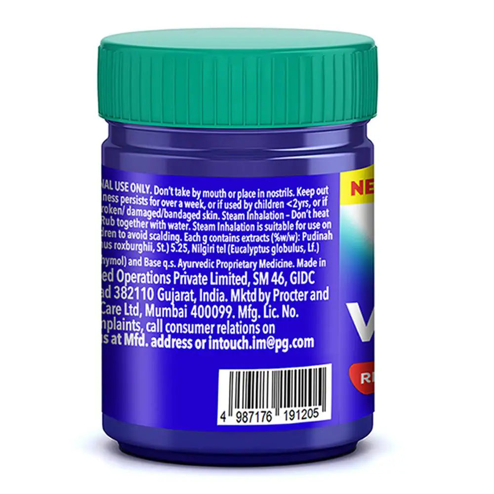 Vicks VapoRub Cooling Balm 25ml + 20% Extra – Instant Cough & Congestion Relief with Menthol, Camphor, Eucalyptus Oil | Travel Size (Pack of 3)